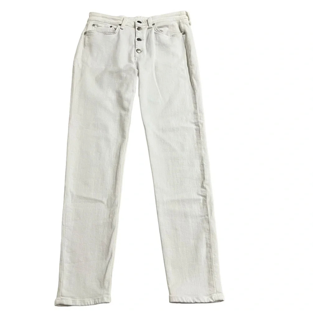Rag & Bone Nina High Rise Ankle Skinny‎ Button Fly White Stretch Denim NWT Sz 31